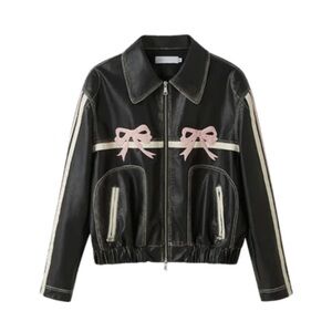 Arcana Archive / Diddi Moda Bowknot Retro Color-Painted Leather Jacket
